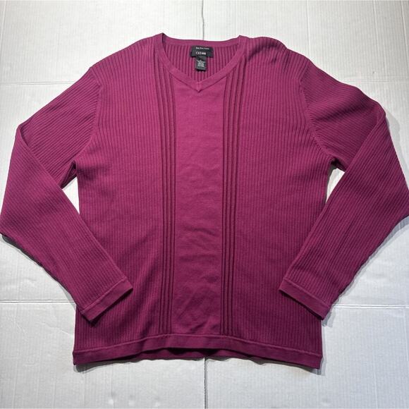 Cezani Other - Cezani Large V-Neck Knit Maroon Sweater Pima Cotton Nylon
